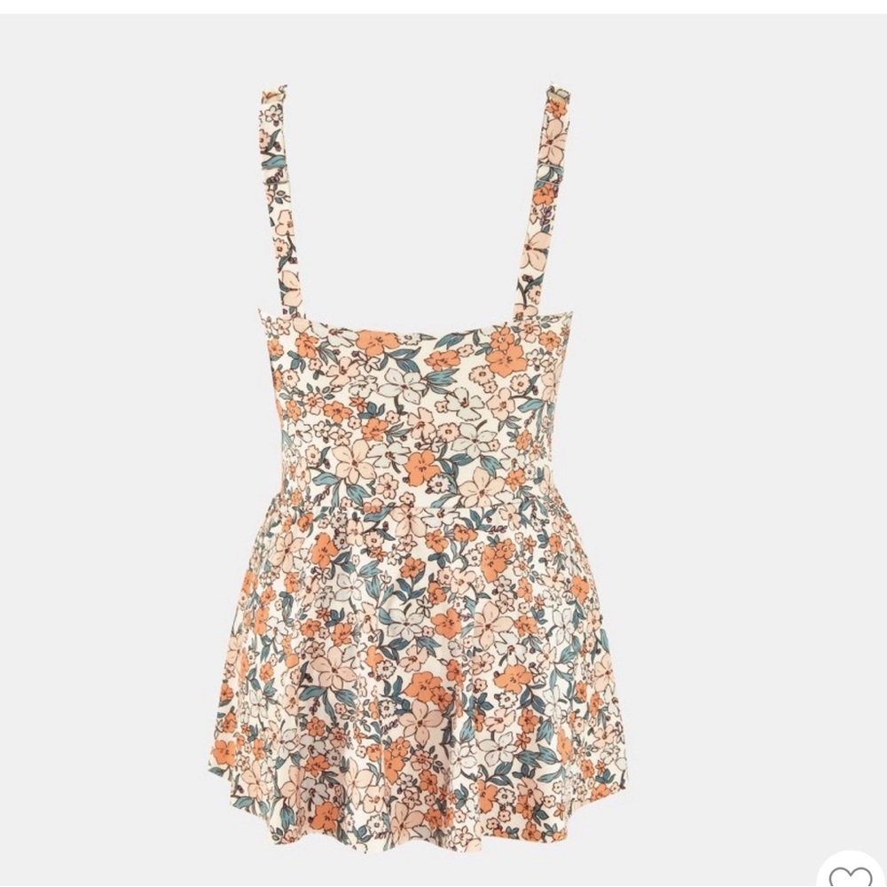 Cupshe NWT Floral Scoop Neck Tie Knot One Piece Swimsuit Orange Green Accents - Picture 7 of 7